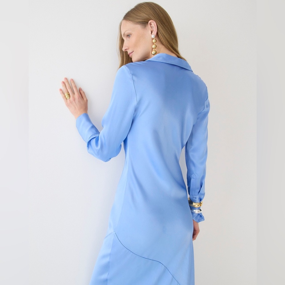 J.Crew Limited-edition maxi collared slip dress in shiny crepe - Picture 5 of 8